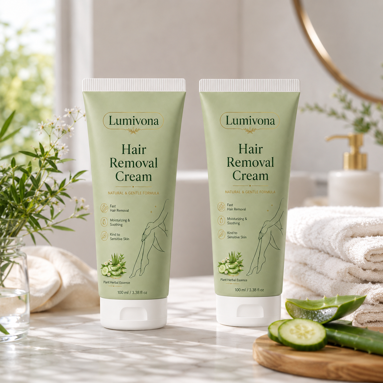Lumivona™ Natural Gentle Hair Removal Cream | For Women & Men, Sensitive Skin